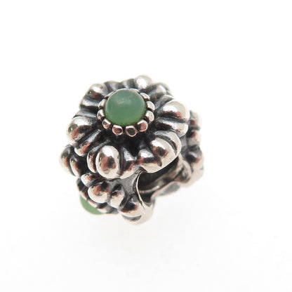 PANDORA Sterling Silver Real Chrysoprase Birthday Blooms May Slide Bead Charm