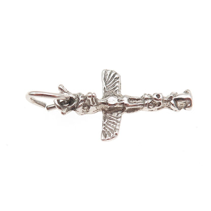 Old Pawn 925 Sterling Silver Vintage Southwestern Totem Pole Mini Charm Pendant