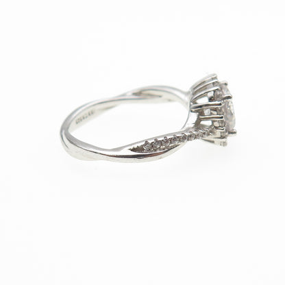 925 Sterling Silver Round-Cut C Z Engagement Ring Size 7