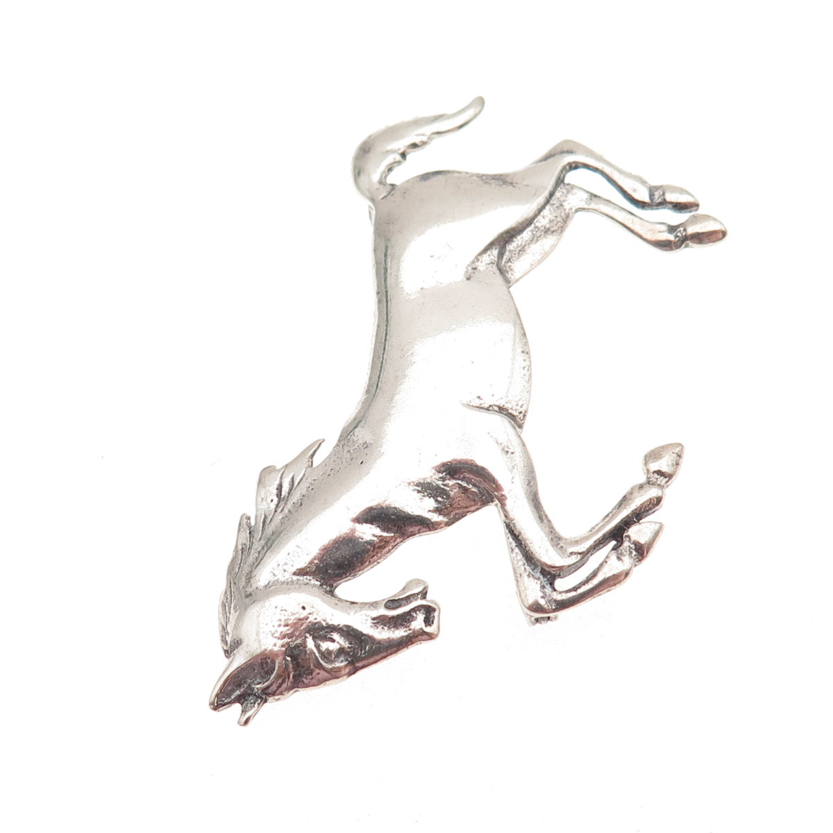925 Sterling Silver Vintage Wild Horse Oxidized Pin Brooch