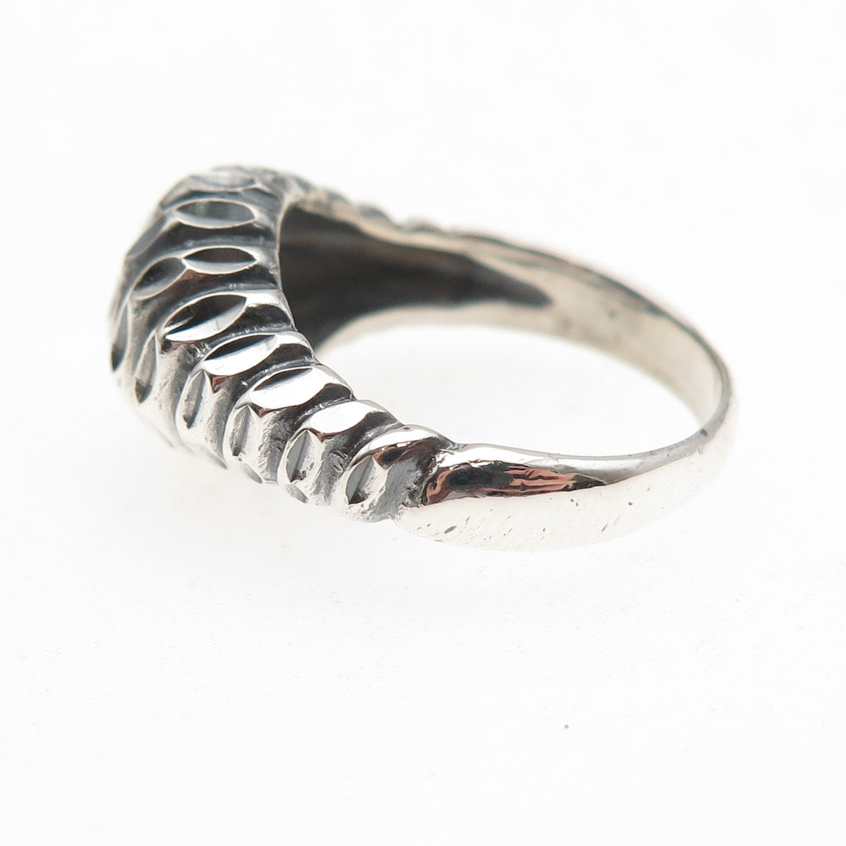 925 Sterling Silver Vintage Modernist Oxidized Dome Ring Size 7