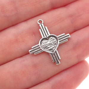 Sunwest 925 Sterling Silver Vintage Heart Cross Oxidized Charm Pendant