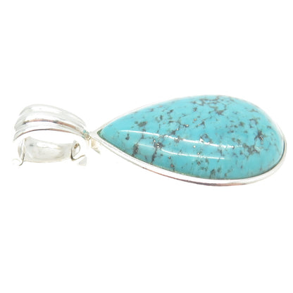 WHITNEY KELLY 925 Sterling Silver Vintage Real Turquoise Gem Drop Pendant