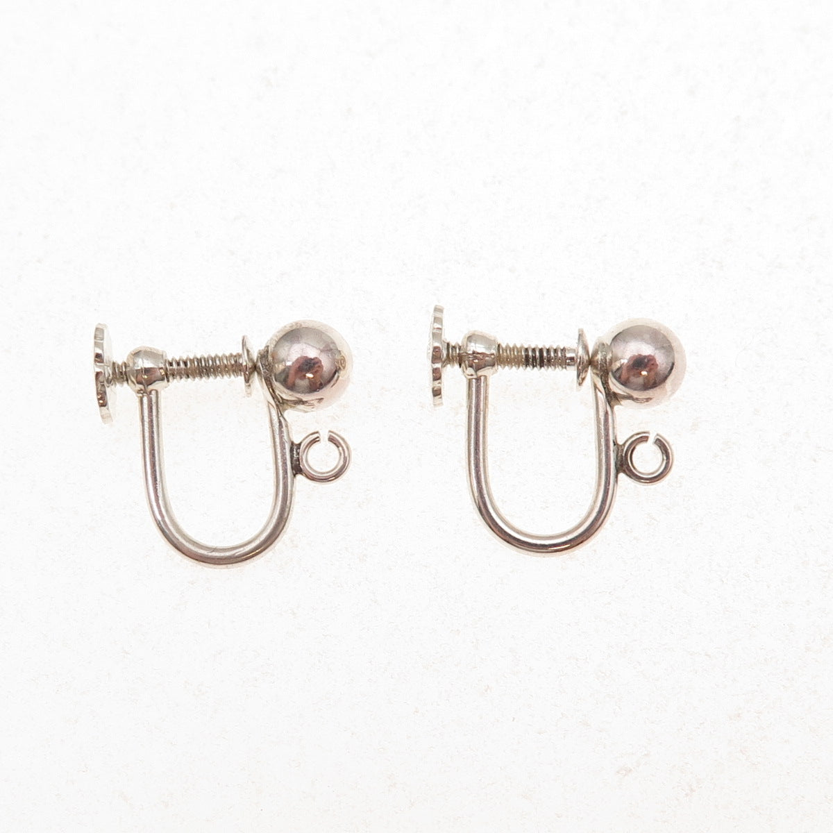 925 Sterling Silver Vintage Charm Holder Screw Back Earrings