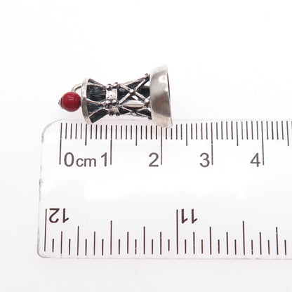 BEAU Sterling Silver Antique Art Deco Enamel Lighthouse Mini 3D Charm Pendant