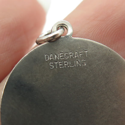 DANECRAFT 925 Sterling Silver Vintage "I Love You" Round Pendant