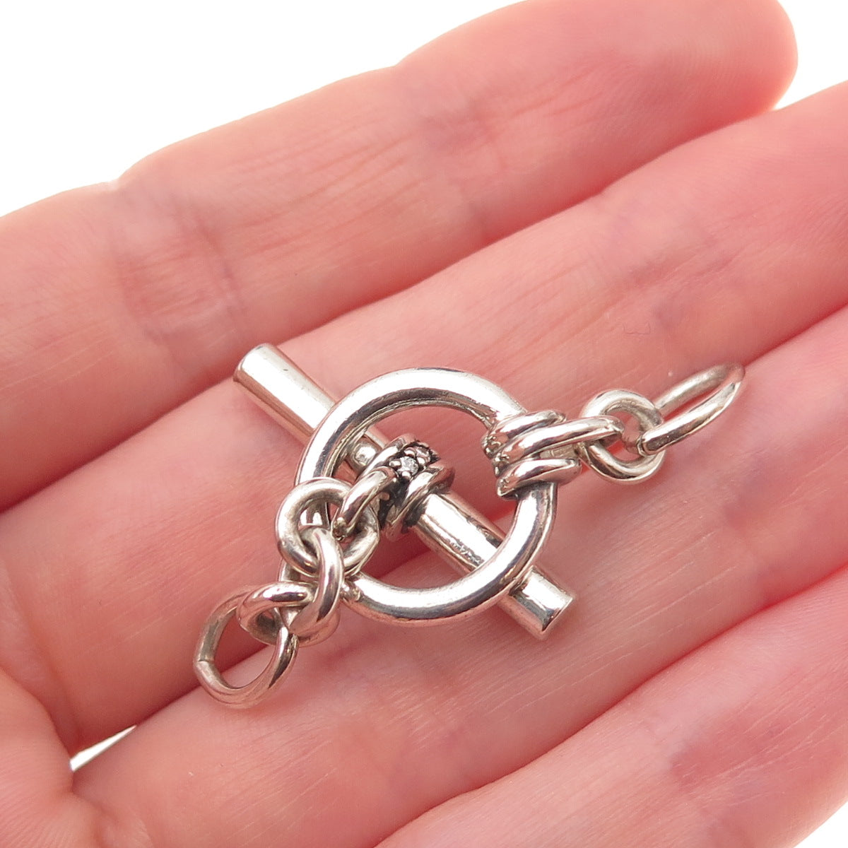 Slane & Slane 925 Sterling Silver Real Diamond Bracelet / Necklace Toggle Lock