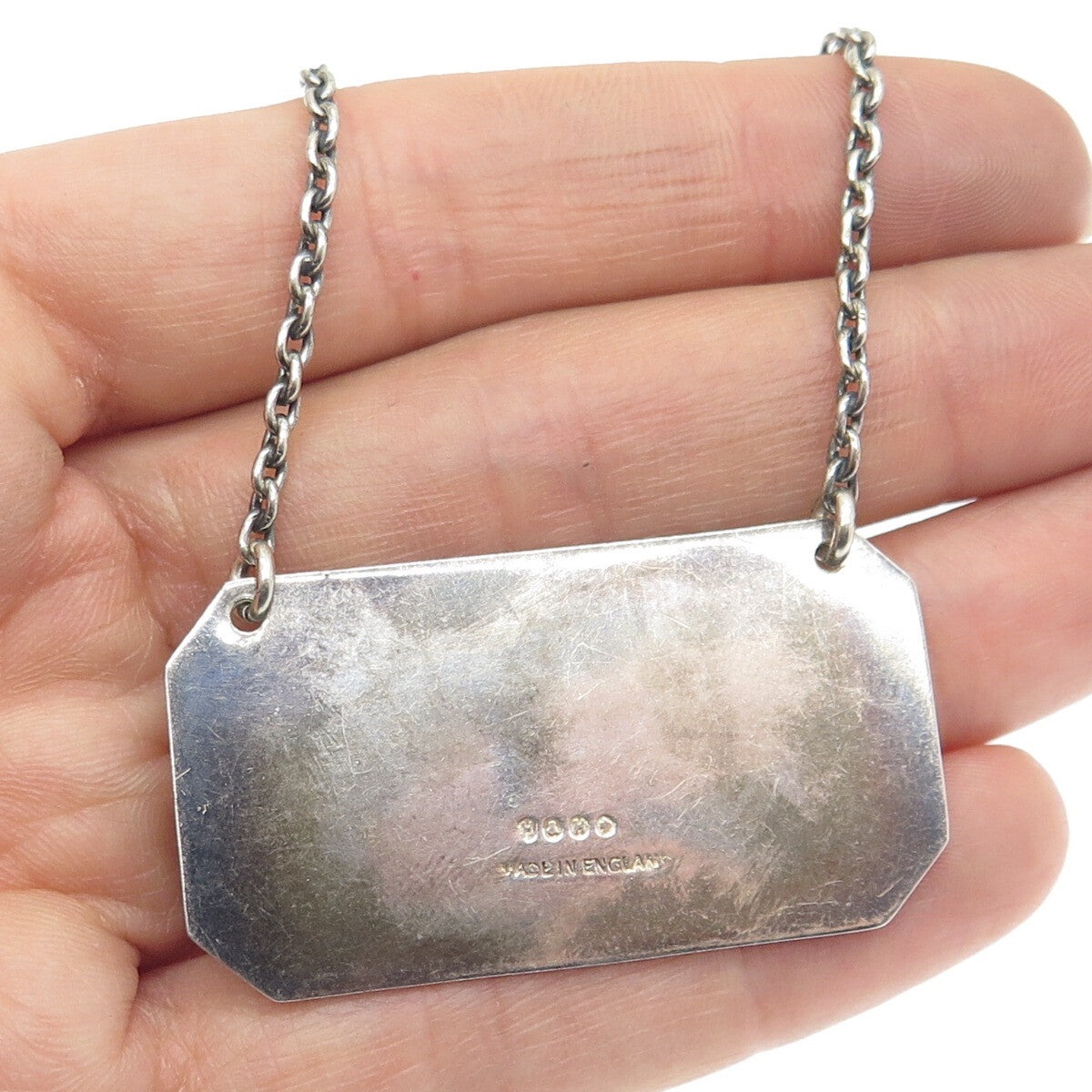 HUKIN & HEATH 925 Sterling Silver Antique Art Deco England "Sherry" Bottle Tag