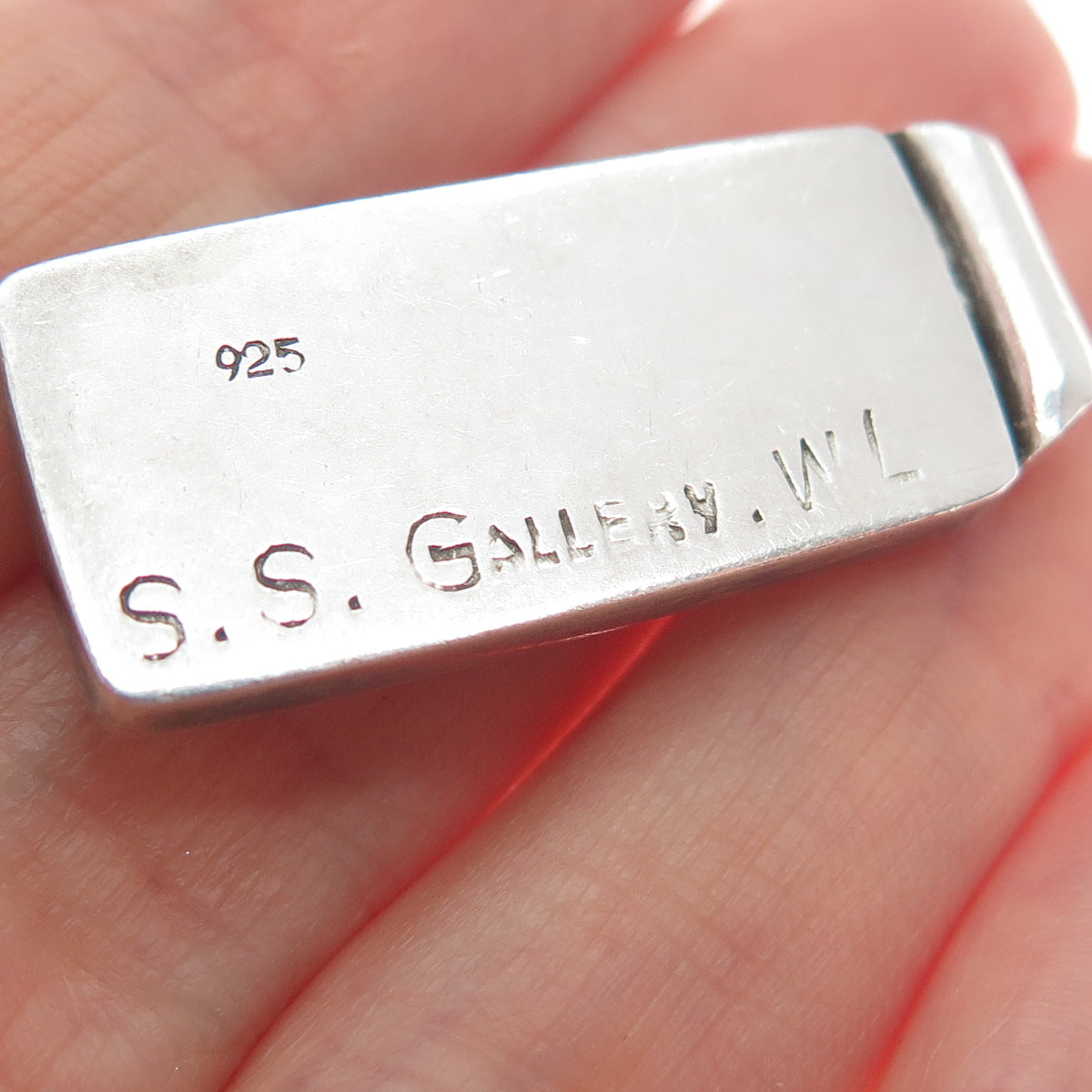 SS GALLERY WL Sterling Vintage Real Tourmaline Chinese Character Slide Pendant