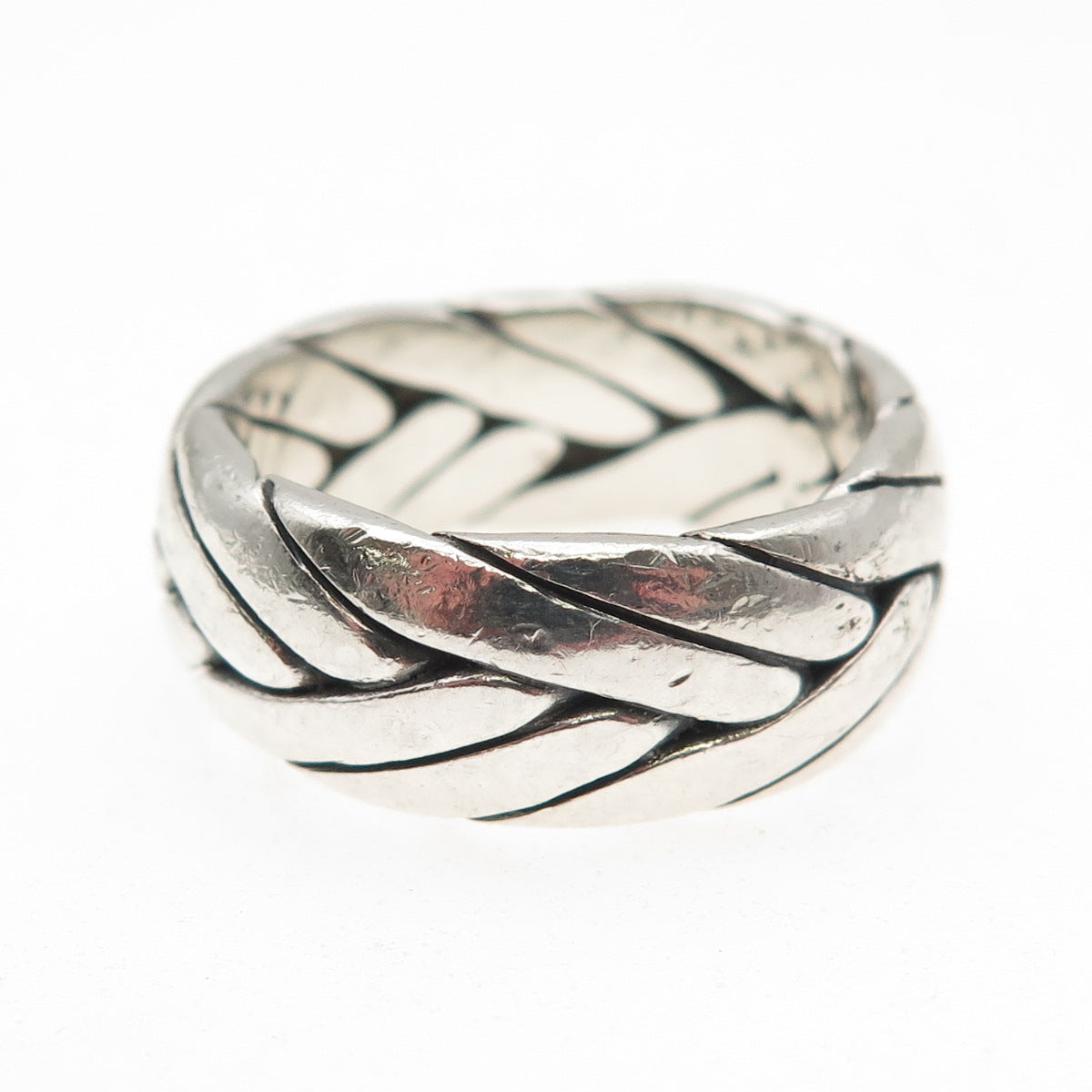 Anya 925 Sterling Silver Vintage Woven Oxidized Band Ring Size 10.75