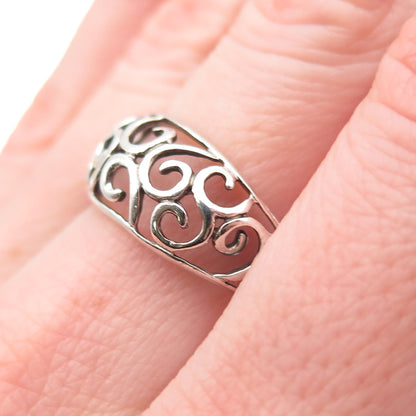 Nevada 925 Sterling Silver Vintage Swirl Dome Ring Size 8.25