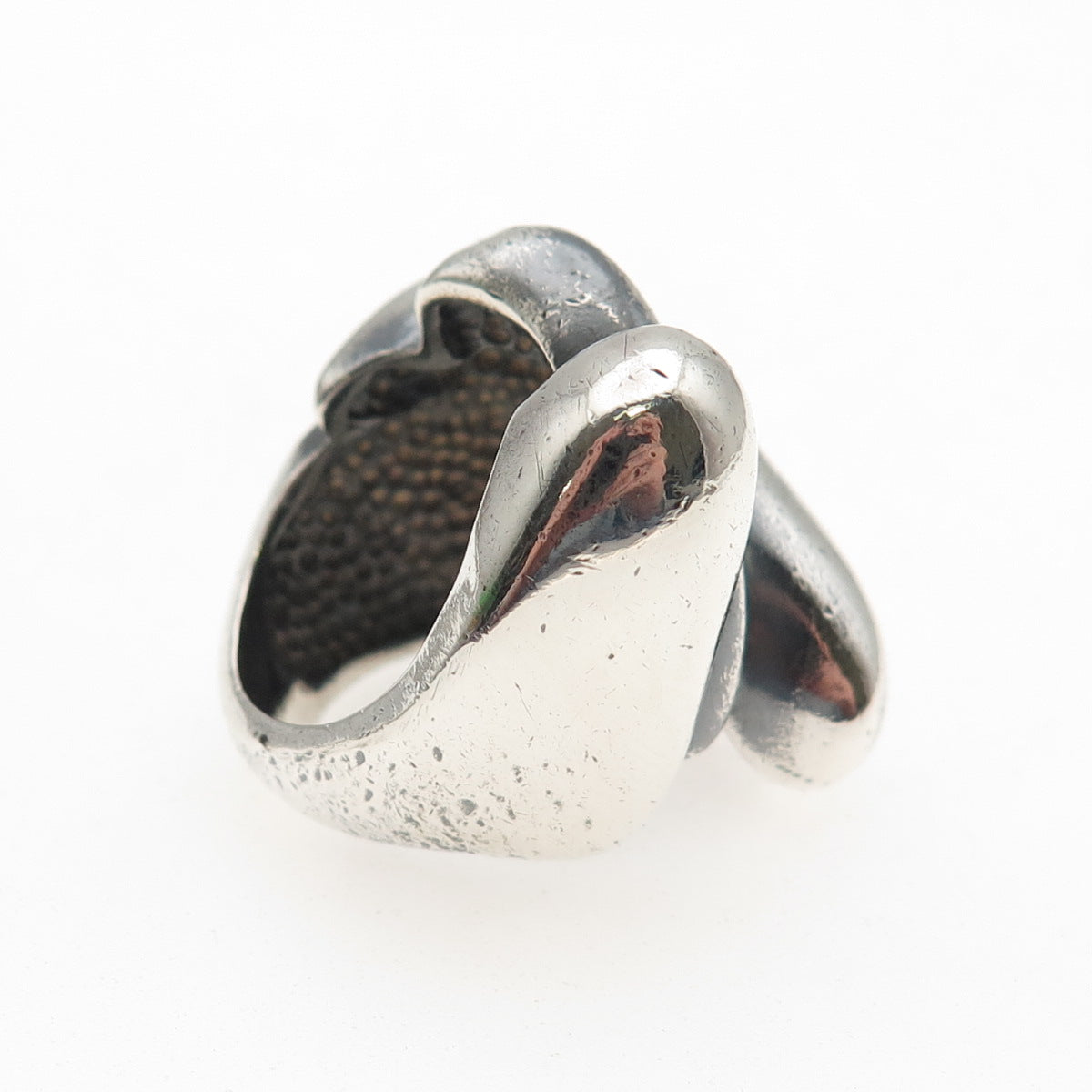 925 Sterling Silver Vintage Modernist Oxidized Ring Size 5.75