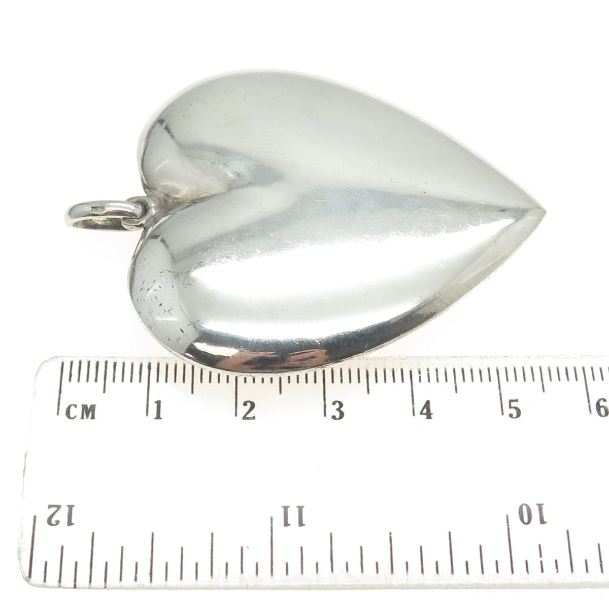 925 Sterling Silver Vintage Italy Puffy Heart Pendant