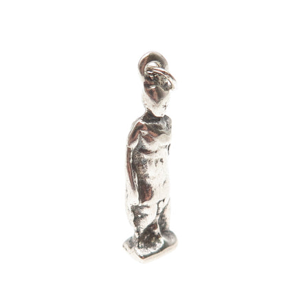 925 Sterling Silver Antique Art Deco Manneken Pis Oxidized 3D Charm Pendant