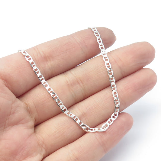 P. LUX 925 Sterling Silver Italy Anchor Mariner Chain Necklace 16"