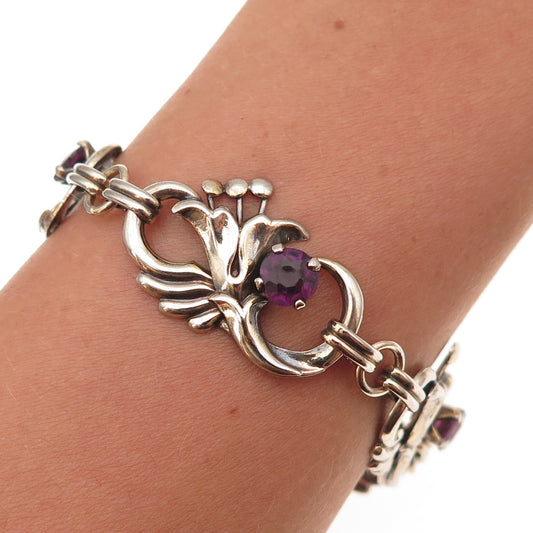 Harry Iskin 1/20 10K Gold Filled Antique Art Deco Real Amethyst Bracelet 6.75"