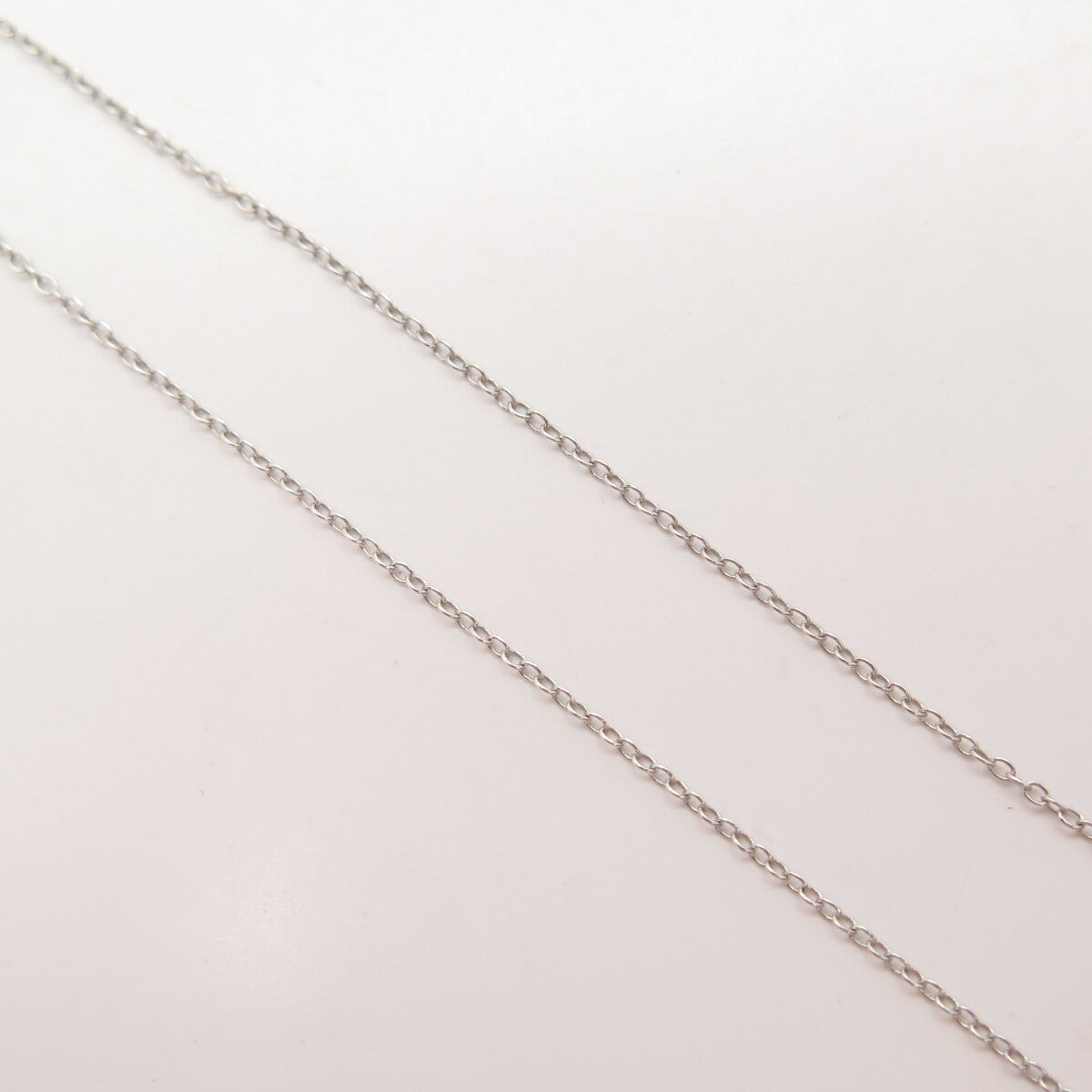 925 Sterling Silver Real White Diamond Open Double Heart Rolo Chain Necklace 16"