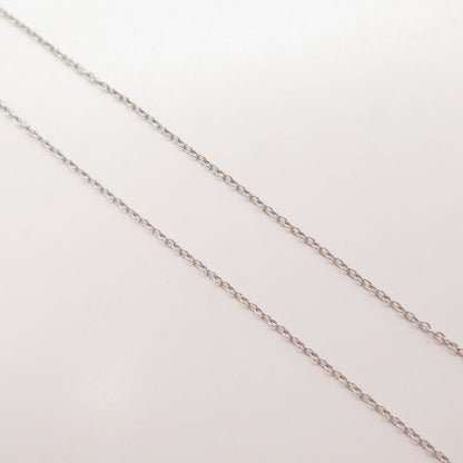 925 Sterling Silver Real White Diamond Open Double Heart Rolo Chain Necklace 16"