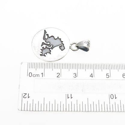 925 Sterling Silver Vintage Mexico Human & Dog Oxidized Charm Pendant