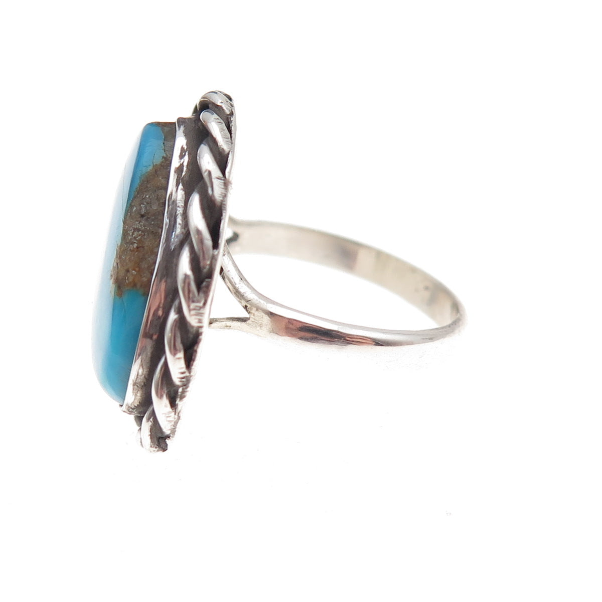 Old Pawn 925 Sterling Silver Vintage Southwestern Turquoise Tribal Ring Size 6.5