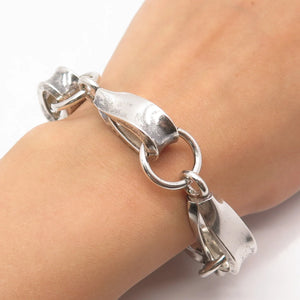 925 Sterling Silver Vintage Napier Heavy Fancy Link Bracelet 7.5"