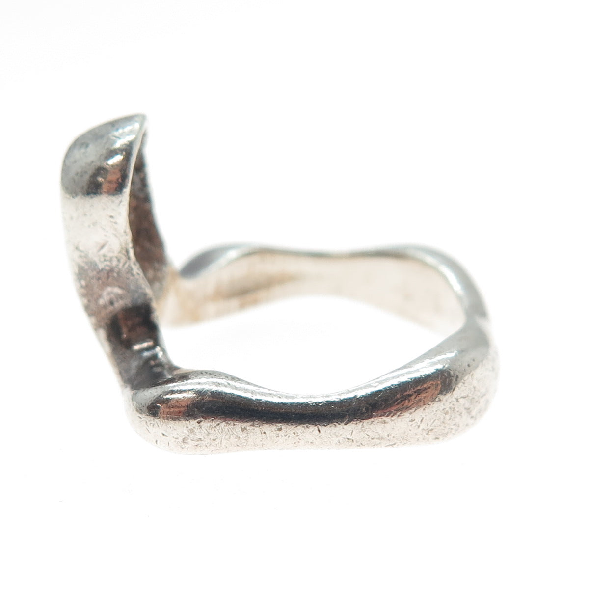 925 Sterling Silver Vintage Enamel Modernist Oxidized Ring Size 6