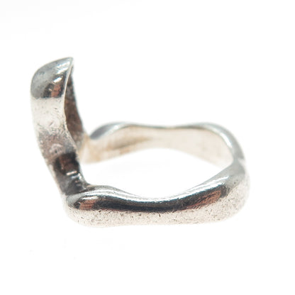 925 Sterling Silver Vintage Enamel Modernist Oxidized Ring Size 6