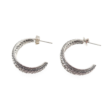 Carolyn Pollack 925 Sterling Silver Vintage Floral Ornate Hoop Earrings