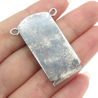 800 Silver Vintage Egyptian Cartouche Oxidized Centerpiece Pendant