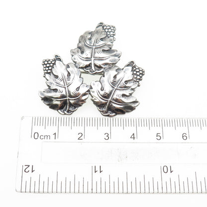 925 Sterling Silver Antique Art Deco Grape Floral Oxidized Pin Brooch