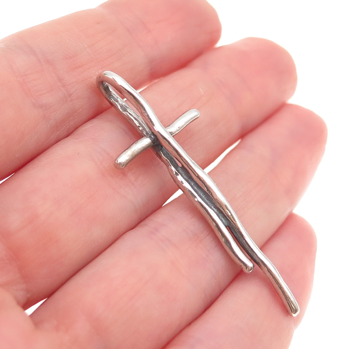 Silpada 925 Sterling Silver Vintage Great Impressions Twig Cross Charm Pendant