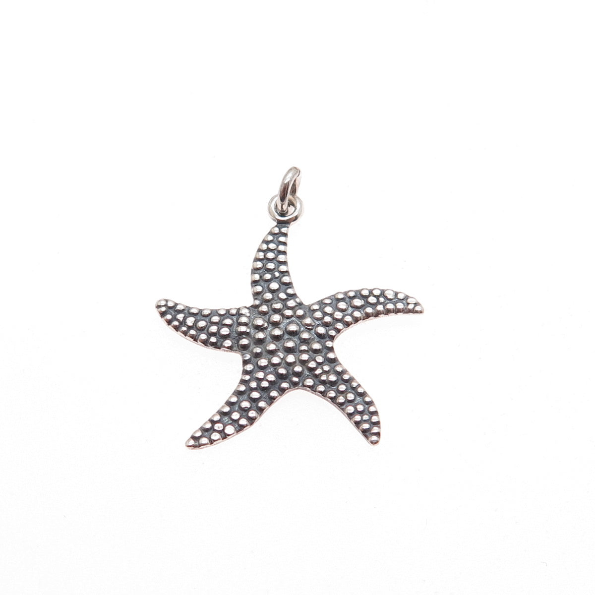 925 Sterling Silver Vintage Starfish Granulated Oxidized Charm Pendant