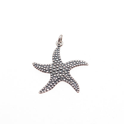 925 Sterling Silver Vintage Starfish Granulated Oxidized Charm Pendant
