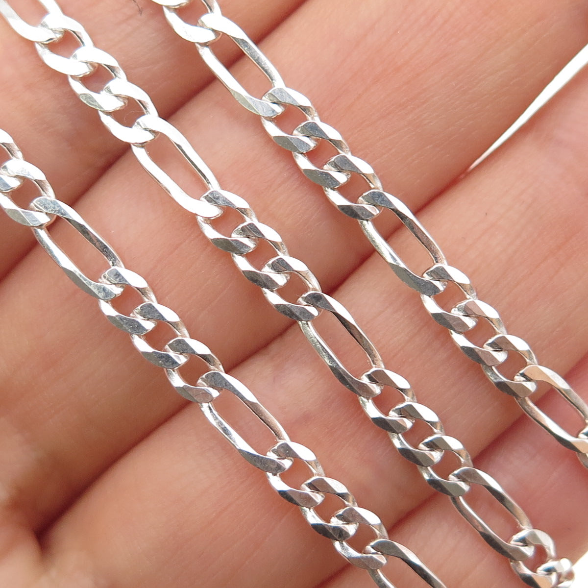 P. LUX 925 Sterling Silver Vintage Italy Figaro Chain Necklace 20"