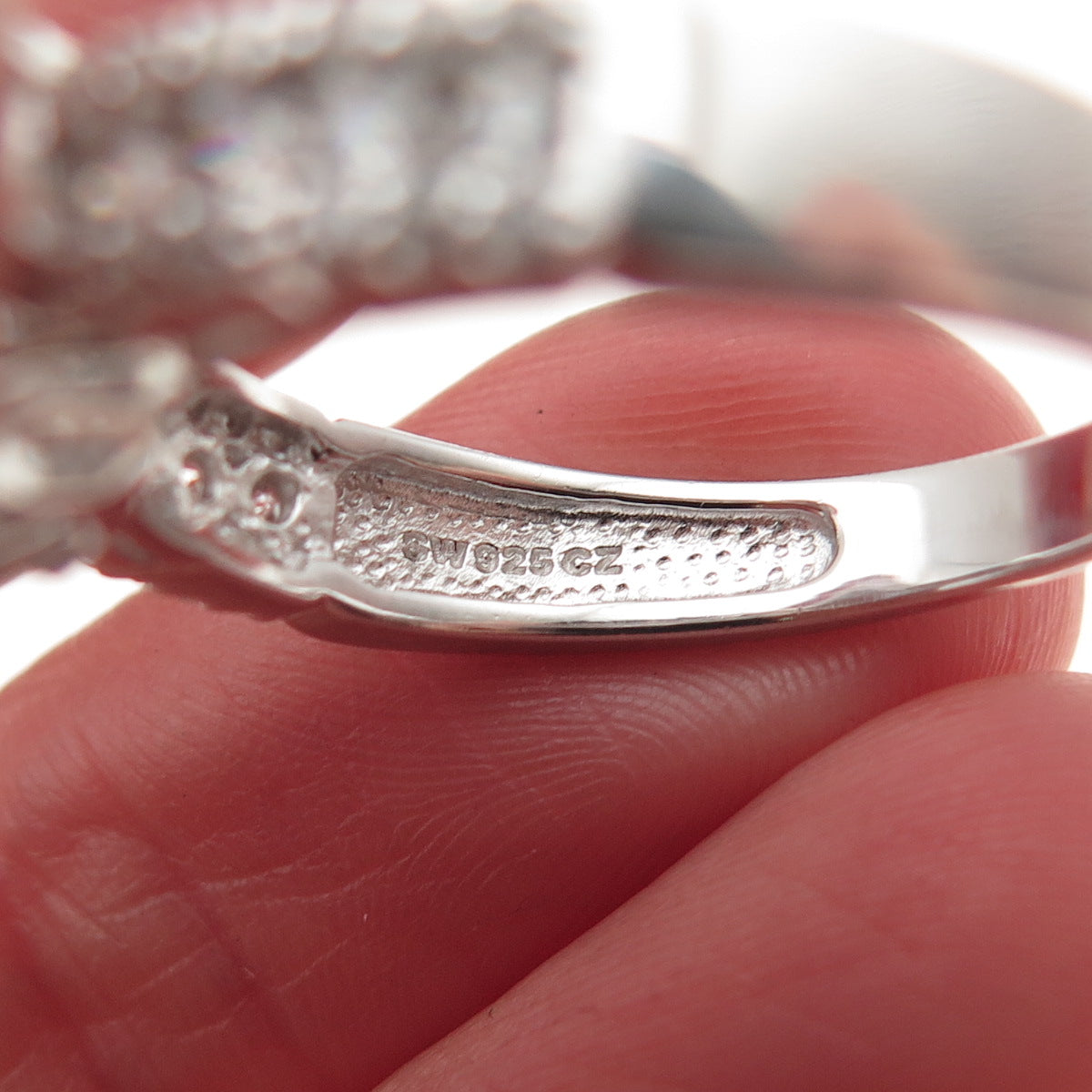 925 Sterling Silver Round-Cut C Z Engagement Ring Size 9