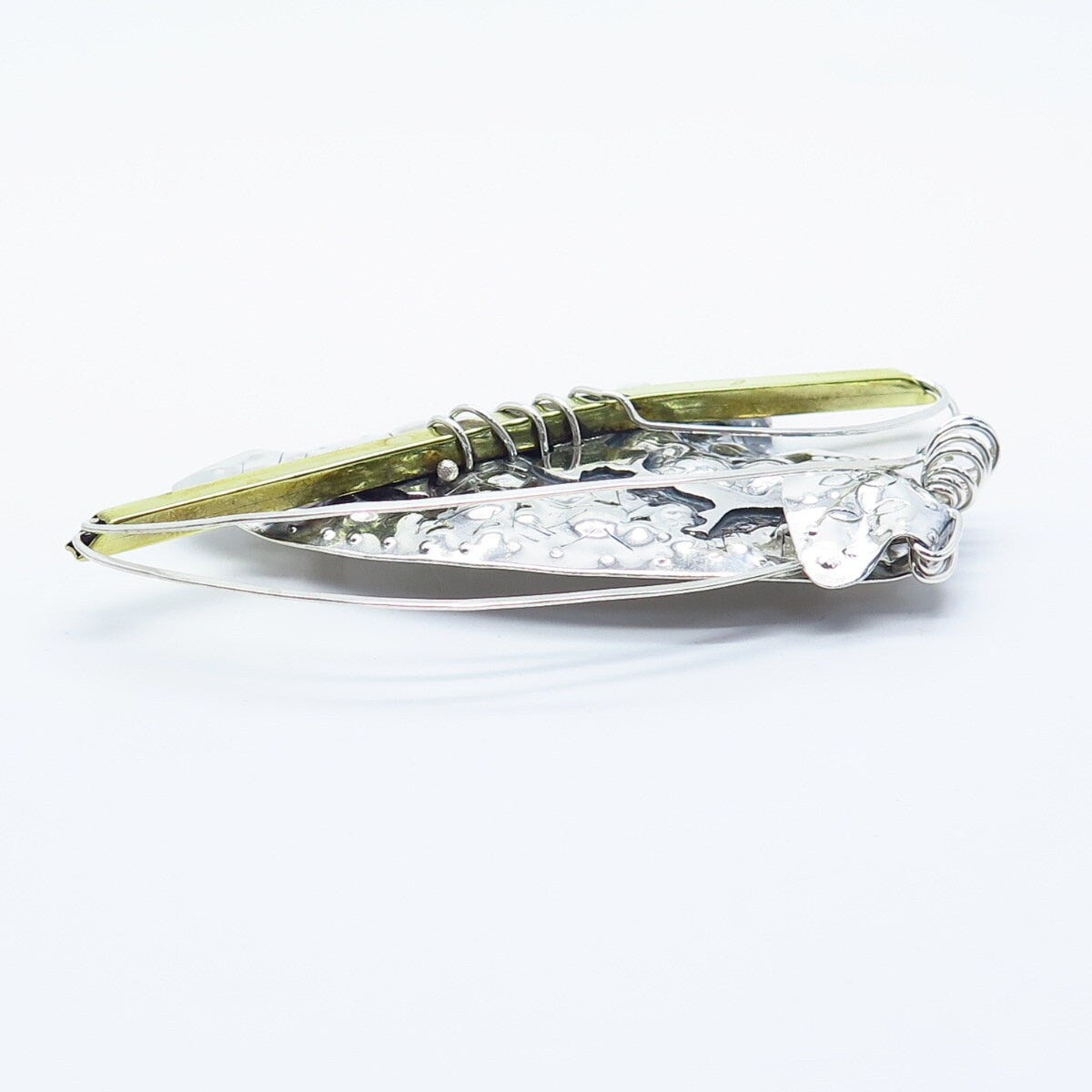 925 Sterling Silver 2-Tone Vintage Mary Ann Katke Modernist Pin Brooch