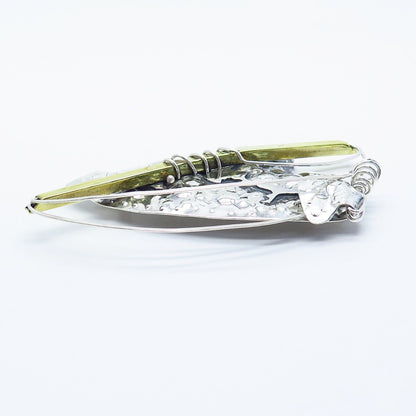 925 Sterling Silver 2-Tone Vintage Mary Ann Katke Modernist Pin Brooch