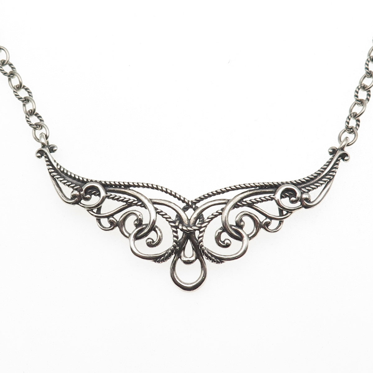 Carolyn Pollack 925 Sterling Silver Vintage Swirl Cable Chain Necklace 20"