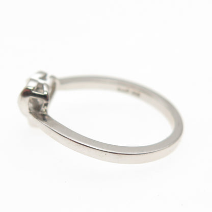 925 Sterling Silver Real Round-Cut Citrine Heart Ring Size 6.25