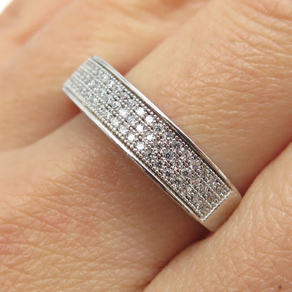 925 Sterling Silver Pave C Z Ring Size 10.25