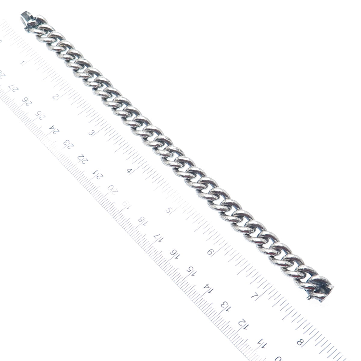 925 Sterling Silver Vintage Mexico Curb Link Oxidized Bracelet 6.75"