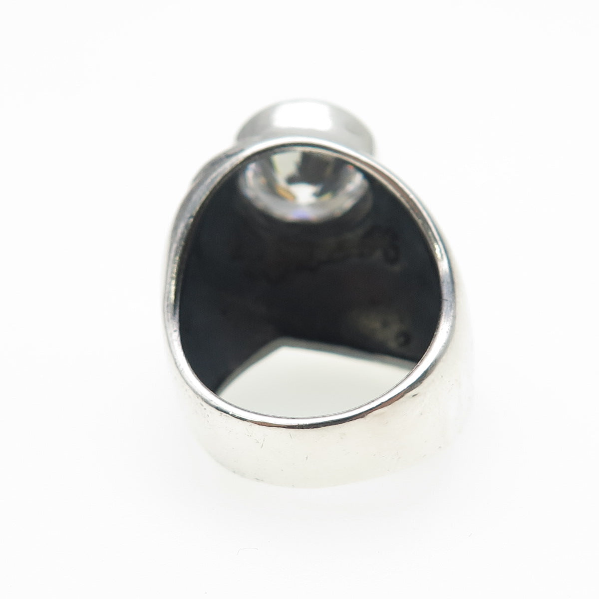 925 Sterling Silver Vintage Round-Cut C Z Modernist Ring Size 6.5