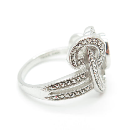 925 Sterling Silver Real Marcasite Swirl Ring Size 9.75