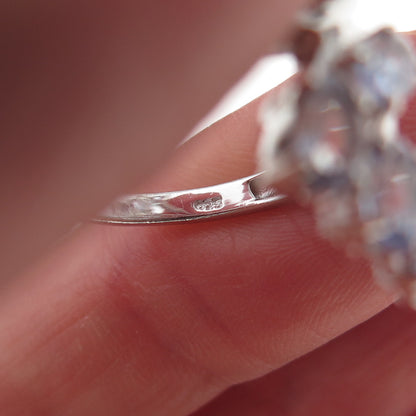 Chuck Clemency 925 Sterling Silver Real Oval-Cut Tanzanite Bypass Ring Size 8