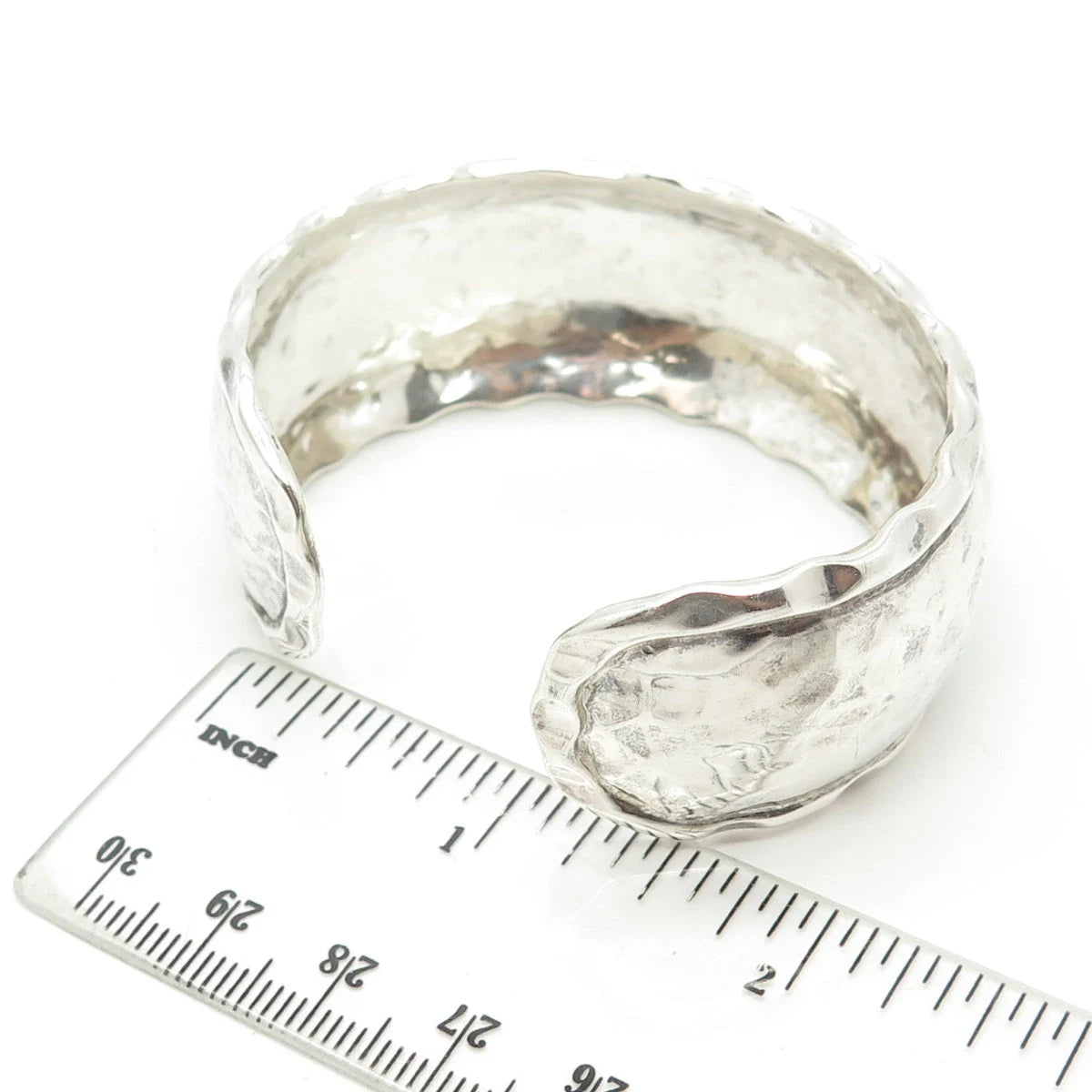 925 Sterling Silver Vintage Mexico Hammered Finish Adjustable Cuff Bracelet 6.5"
