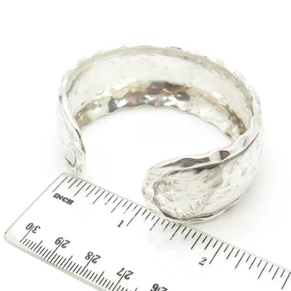 925 Sterling Silver Vintage Mexico Hammered Finish Adjustable Cuff Bracelet 6.5"