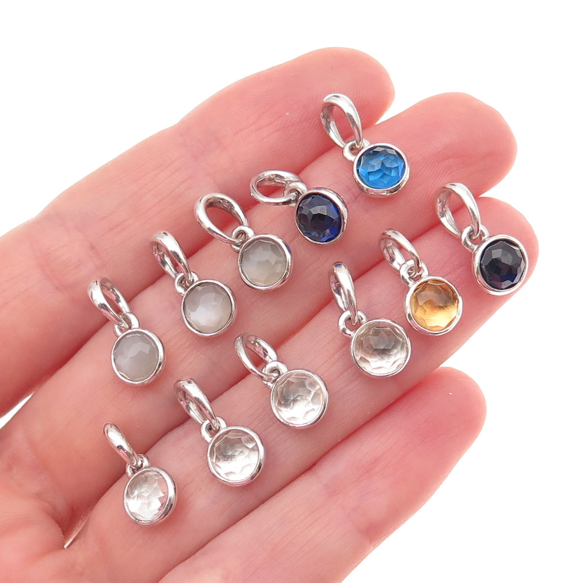 Pandora 925 Sterling Silver Real Multi-Gem Birthstone SET of 11 Charm Pendants