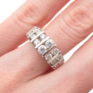 925 Sterling Silver Round-Cut C Z Ribbed Ring Size 6
