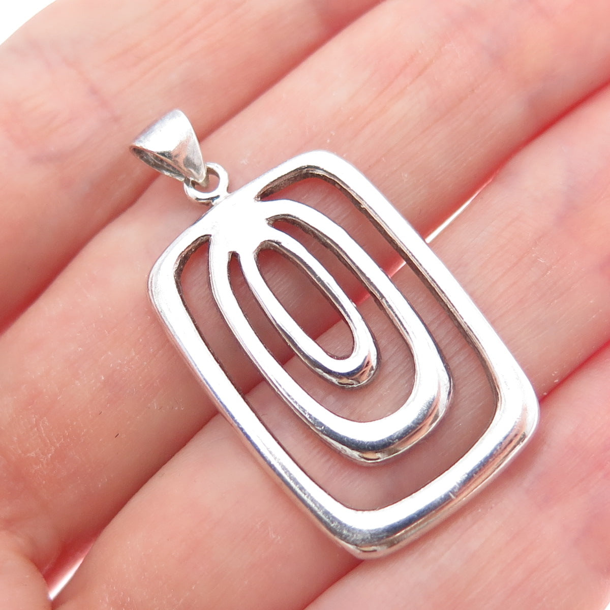 925 Sterling Silver Vintage Modernist Multi-Circle Charm Pendant