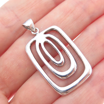 925 Sterling Silver Vintage Modernist Multi-Circle Charm Pendant